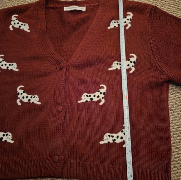 Red Cardigan with Dog Pattern - Picture 7 of 8